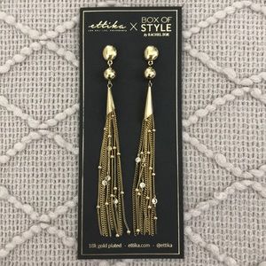 NWT Ettika Chain Drop Tassel Earrings in Gold